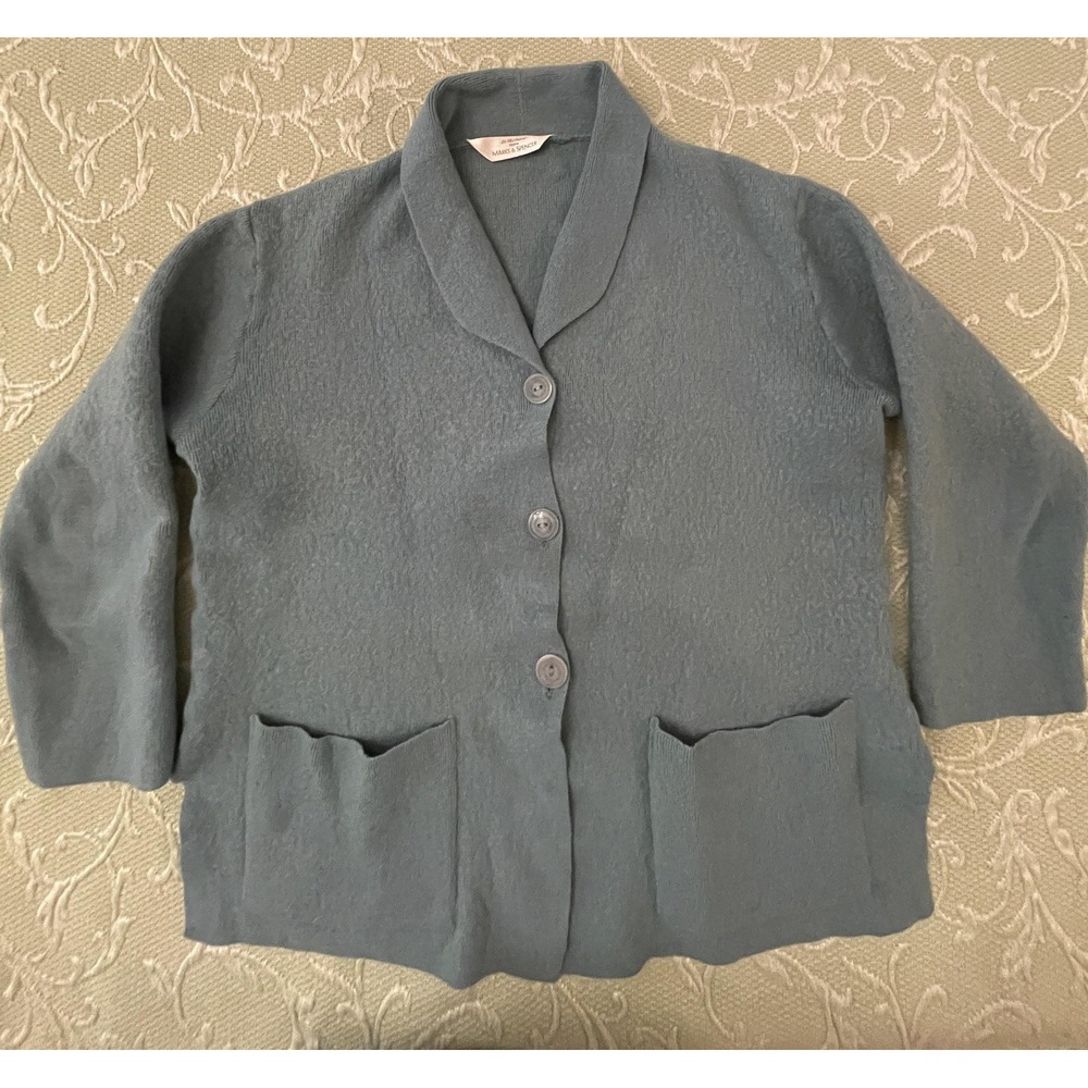 Vintage St‎ Michael Marks & Spencer Cardigan Womens UK 10 Shawl Collar Slate 90s